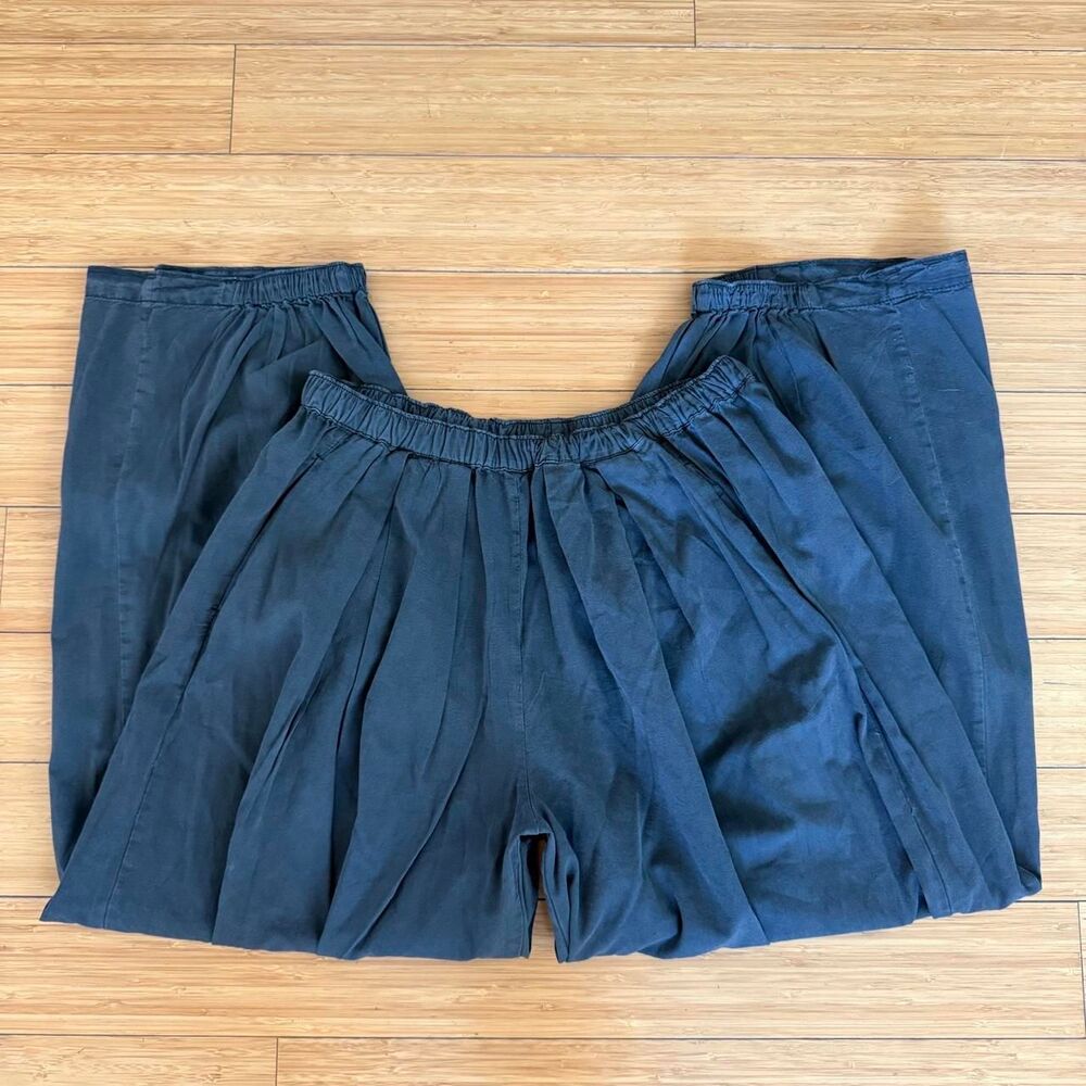 Free People Charcoal Parachute Pants Small Oversized WideLeg Utility Elastic Hem